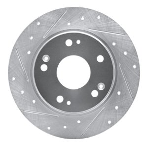 Honda CR-Z Brake Rotor (1) - Rear Left - R1 Concepts - Drilled & Slotted - Silver - `11-`15